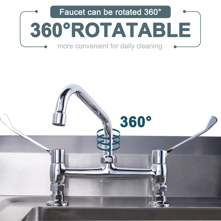 Polished Chrome Double Handle Deck Mounted Kitchen Faucet