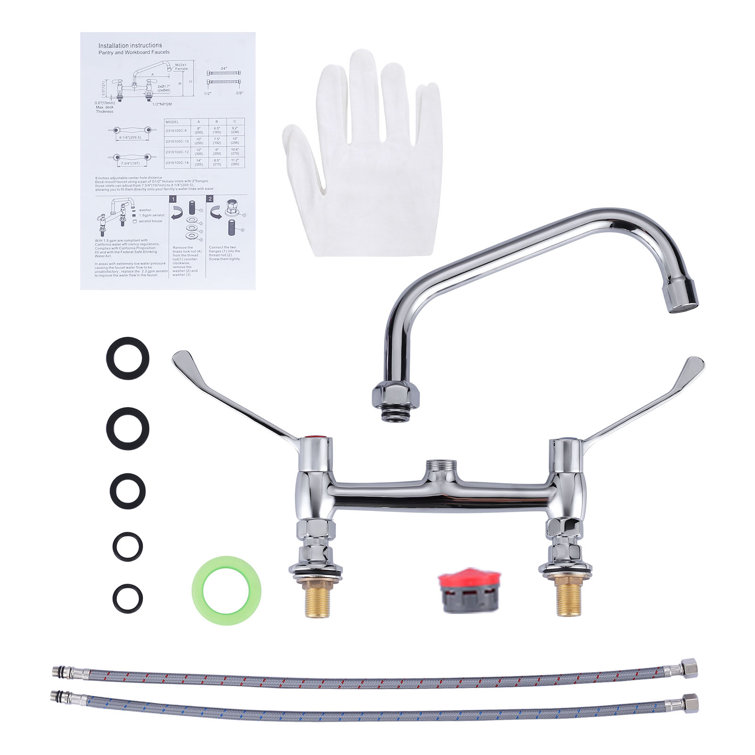 Polished Chrome Double Handle Deck Mounted Kitchen Faucet