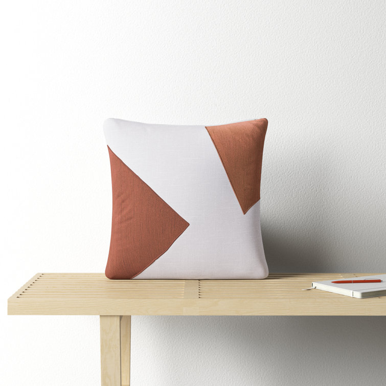 20" x 20" White and Brown Cotton Geometric Throw Pillow Set