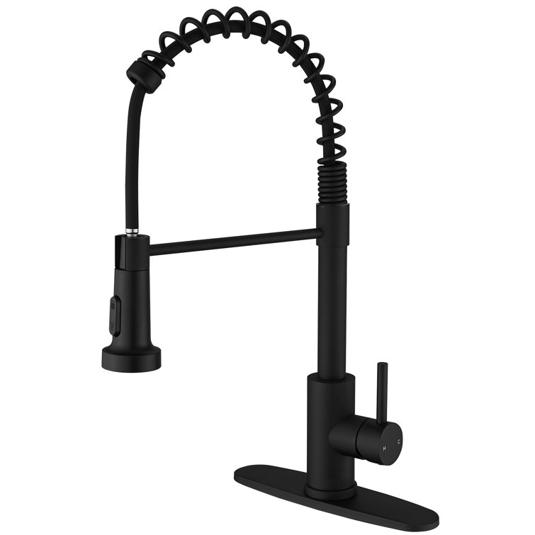 Matte Black Single-Handle Pull-Down Sprayer Kitchen Faucet