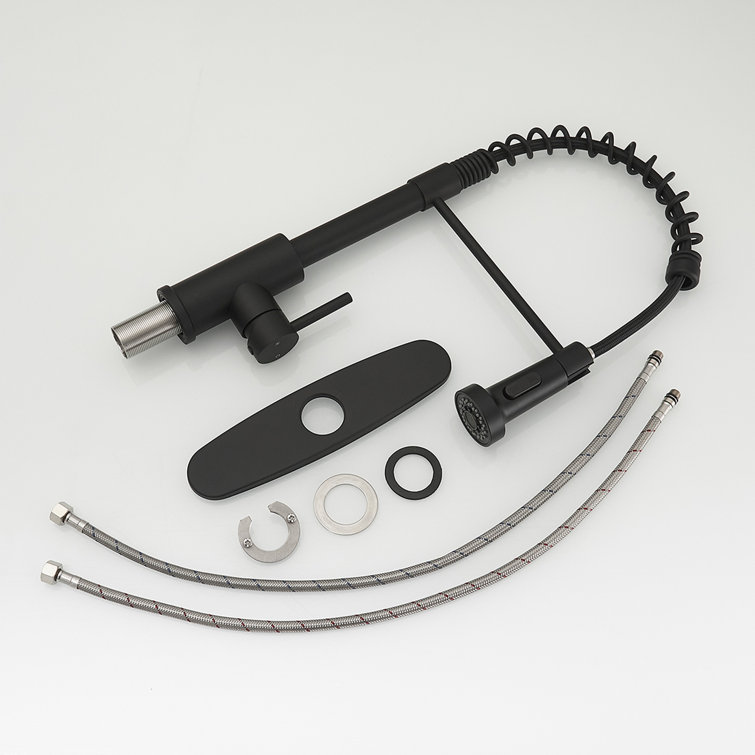 Matte Black Single-Handle Pull-Down Sprayer Kitchen Faucet
