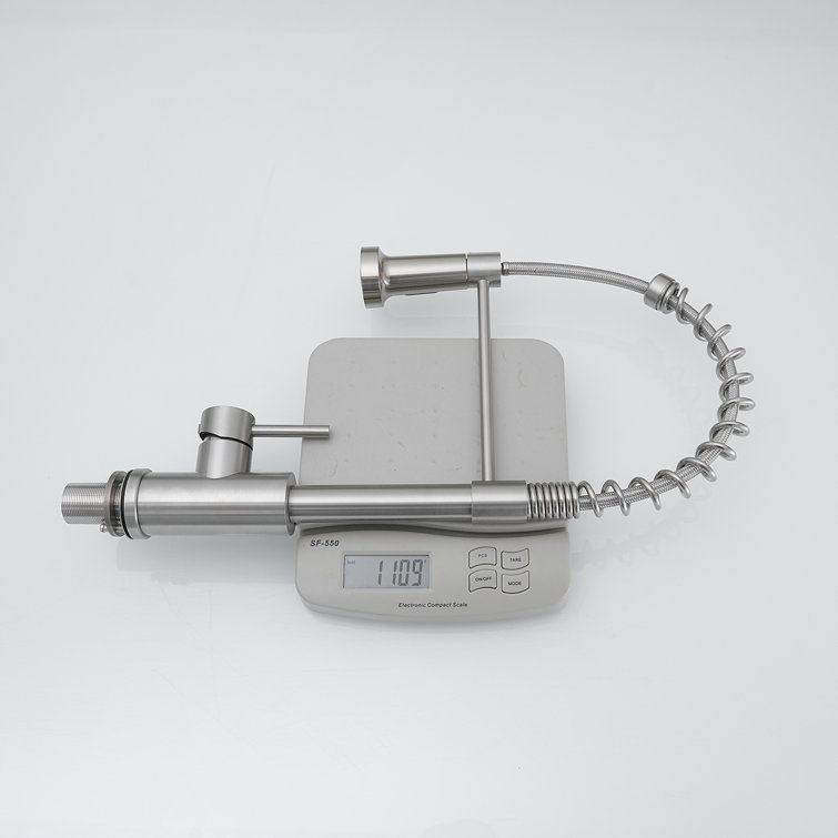 Brushed Nickel Single Handle Spring Kitchen Faucet with Pull Down Sprayer