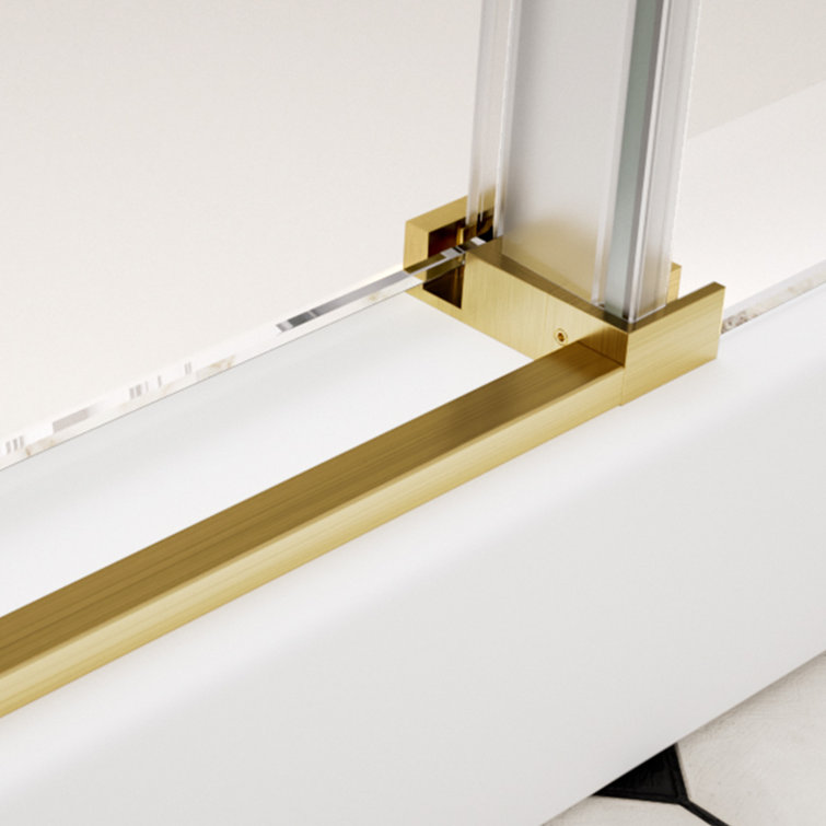 Brushed Gold Frameless Sliding Shower Door with Clear Tempered Glass