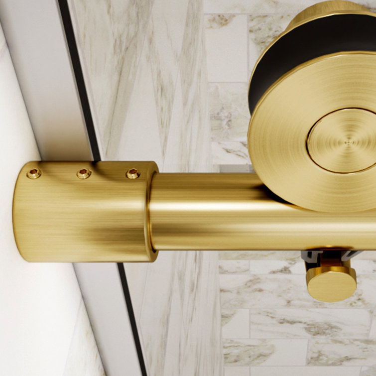 Brushed Gold Frameless Sliding Shower Door with Clear Tempered Glass
