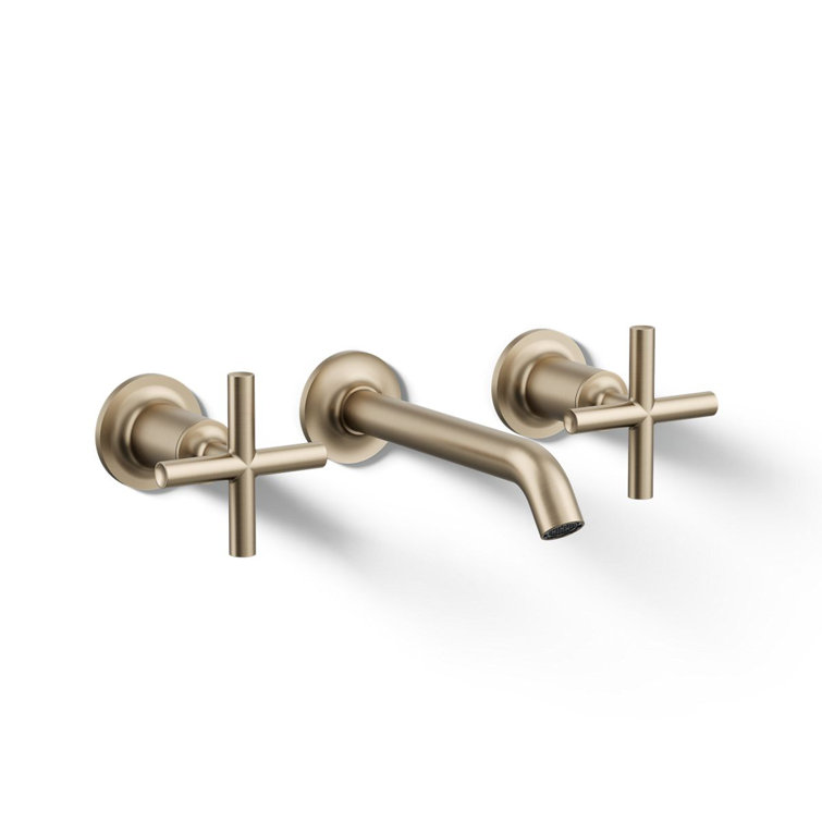 Purist Vibrant Brushed Bronze Double Handle Wall-Mount Bathroom Faucet