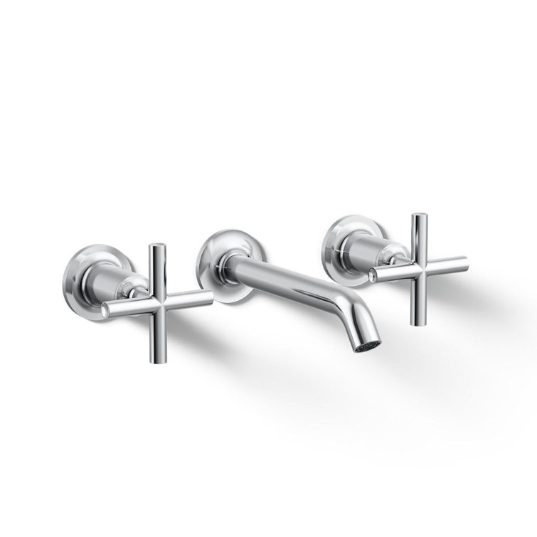 Polished Chrome Wall-Mounted Double Handle Faucet