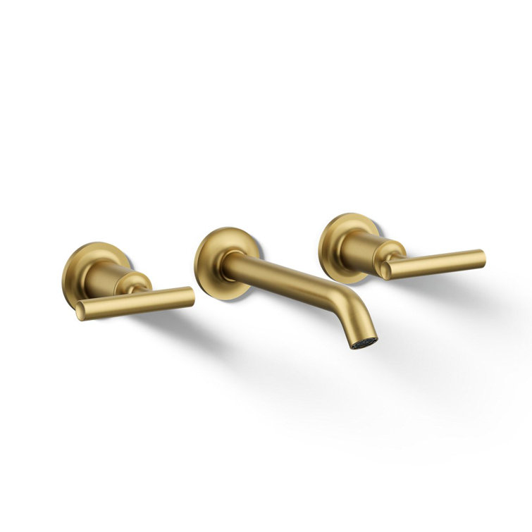 Purist Brushed Brass Wall-Mounted Bathroom Faucet