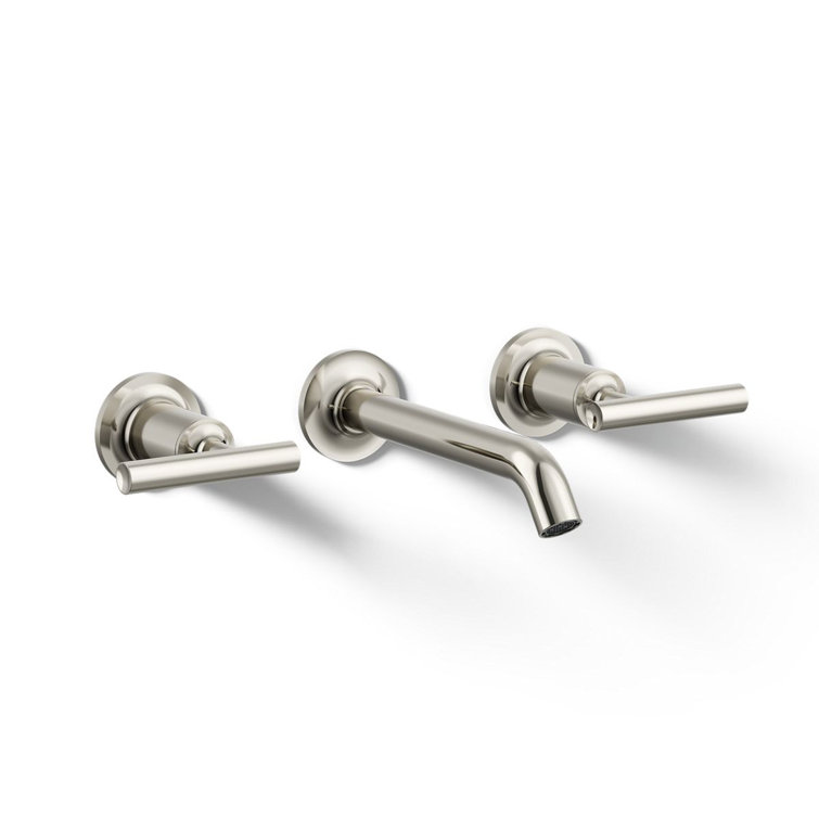 Purist Vibrant Polished Nickel Double Handle Wall-Mount Bathroom Faucet