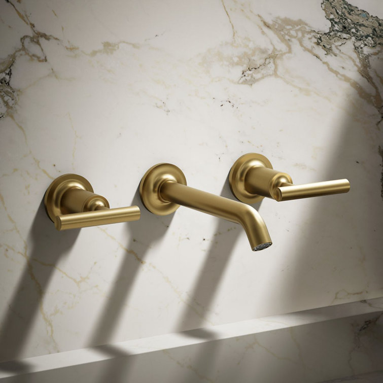 Purist Brushed Brass Wall-Mounted Bathroom Faucet