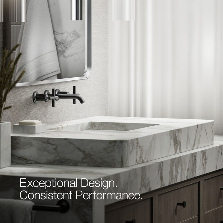Purist Matte Black 7" Widespread Wall-Mount Bathroom Faucet