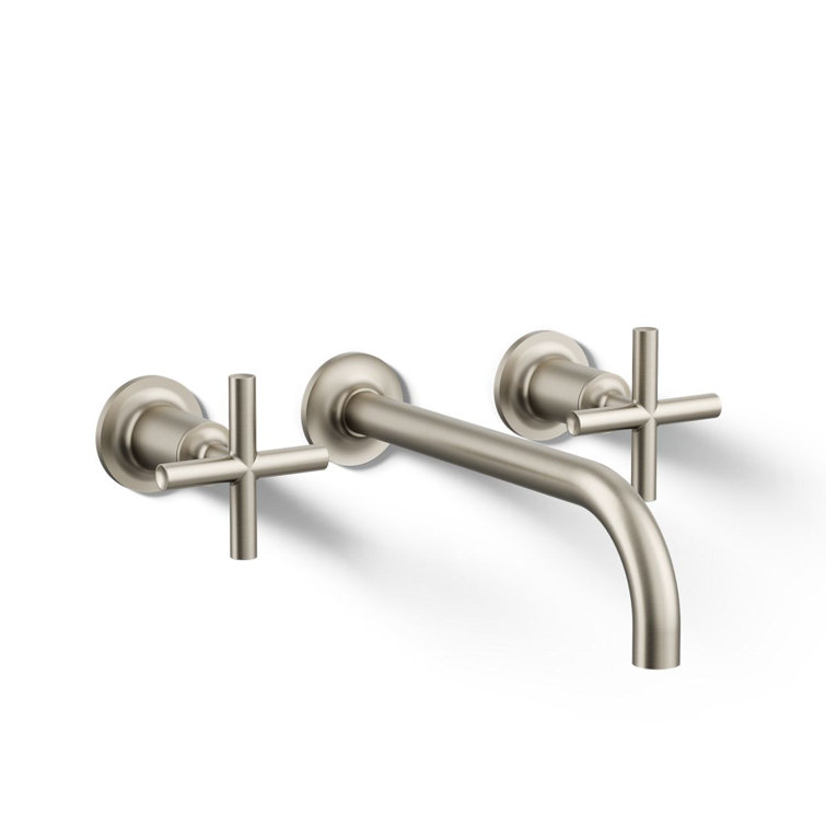 Purist Vibrant Brushed Nickel Double Handle Wall-Mounted Faucet