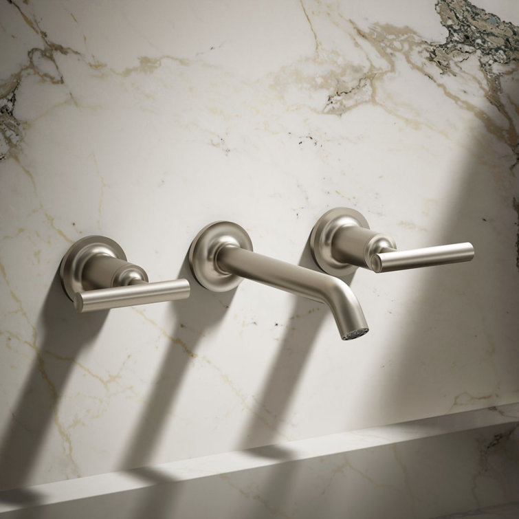 Purist Vibrant Brushed Nickel Wall-Mount Bathroom Sink Faucet Trim
