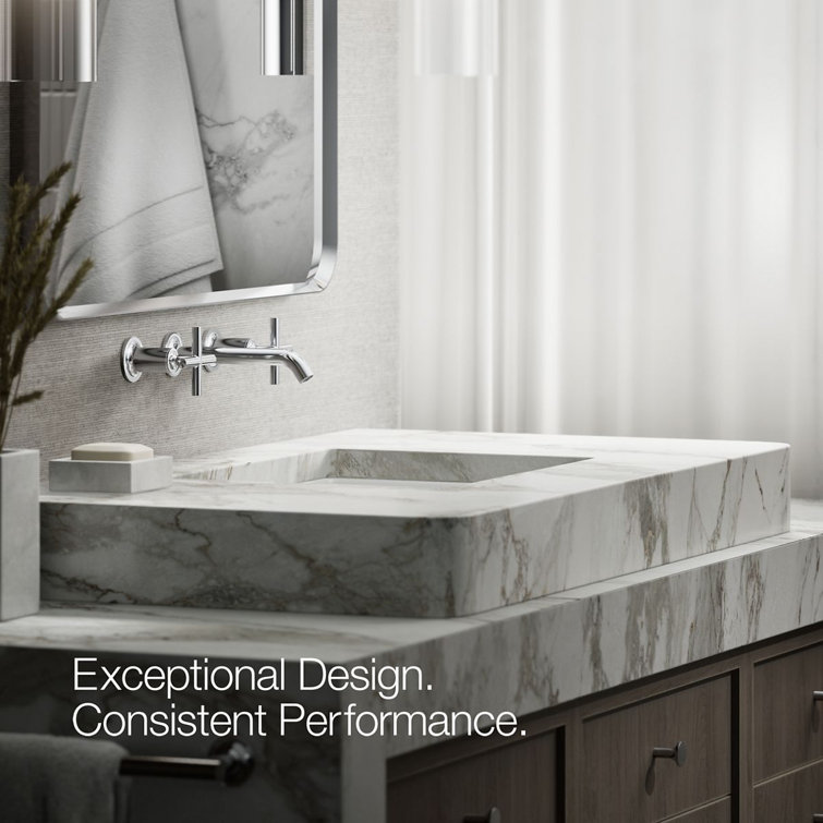 Polished Chrome Wall-Mounted Double Handle Faucet