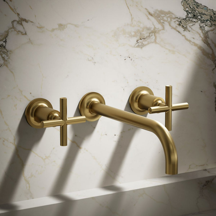 Purist Brushed Brass Wall-Mounted Bathroom Faucet