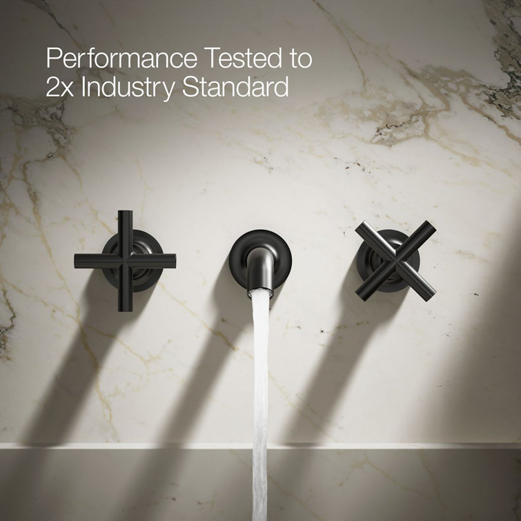 Purist Matte Black 7" Widespread Wall-Mount Bathroom Faucet