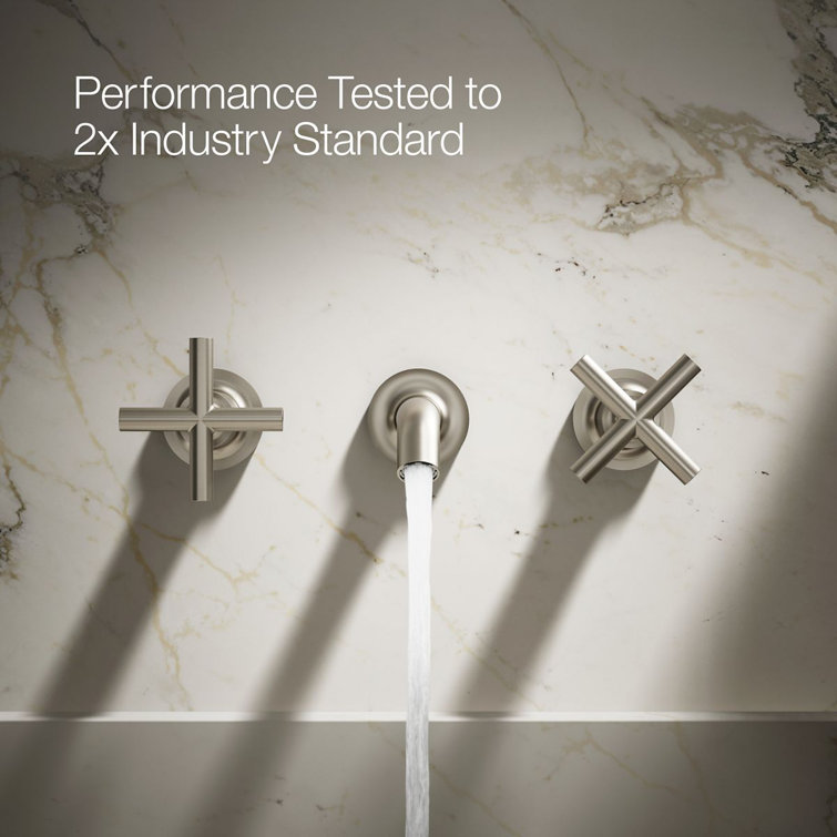 Purist Vibrant Brushed Nickel Wall-Mounted Double Handle Faucet