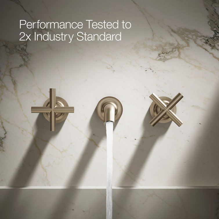 Purist Vibrant Brushed Bronze Double Handle Wall-Mount Bathroom Faucet