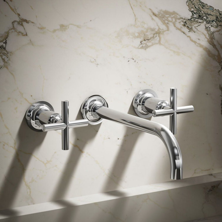 Purist Polished Chrome Double Handle Wall-Mount Bathroom Faucet