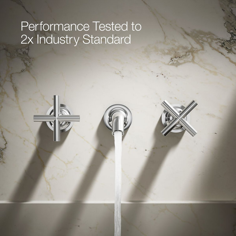 Polished Chrome Wall-Mounted Double Handle Faucet