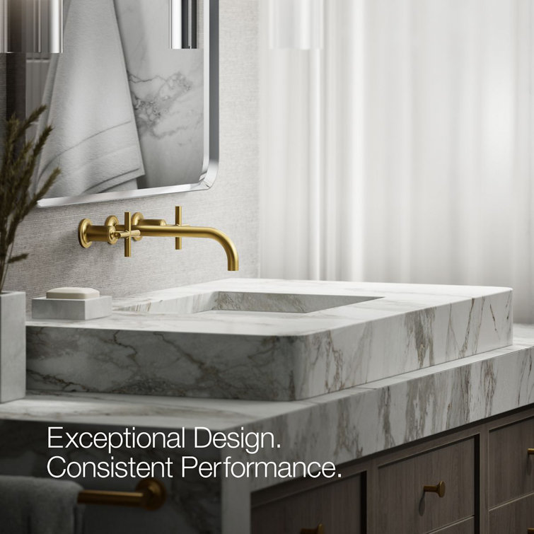 Purist Brushed Brass Wall-Mounted Bathroom Faucet