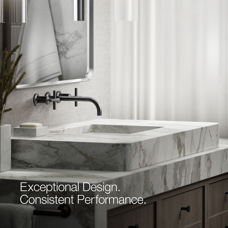 Purist Matte Black Wall-Mount Bathroom Faucet with Cross Handles
