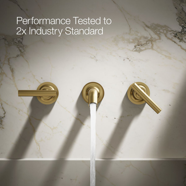 Purist Brushed Brass Wall-Mounted Bathroom Faucet