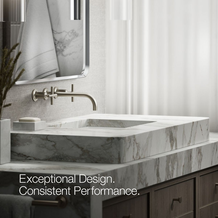 Purist Vibrant Brushed Nickel Double Handle Wall-Mounted Faucet