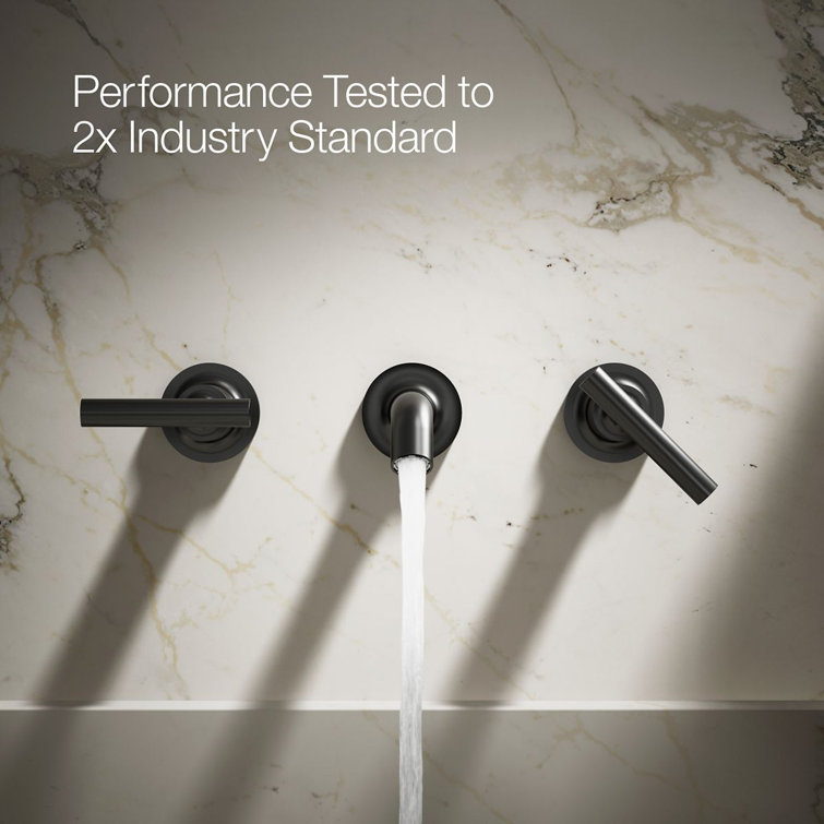 Matte Black Wall-Mounted Bathroom Faucet with Lever Handles