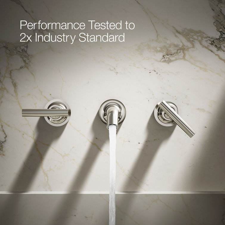 Purist Vibrant Polished Nickel Double Handle Wall-Mount Bathroom Faucet