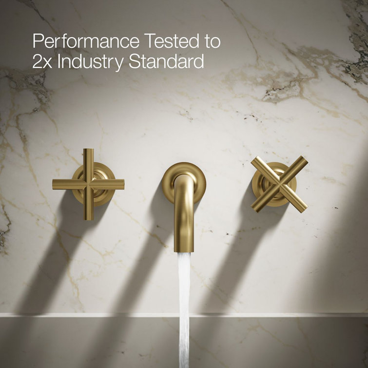 Purist Brushed Brass Wall-Mounted Bathroom Faucet