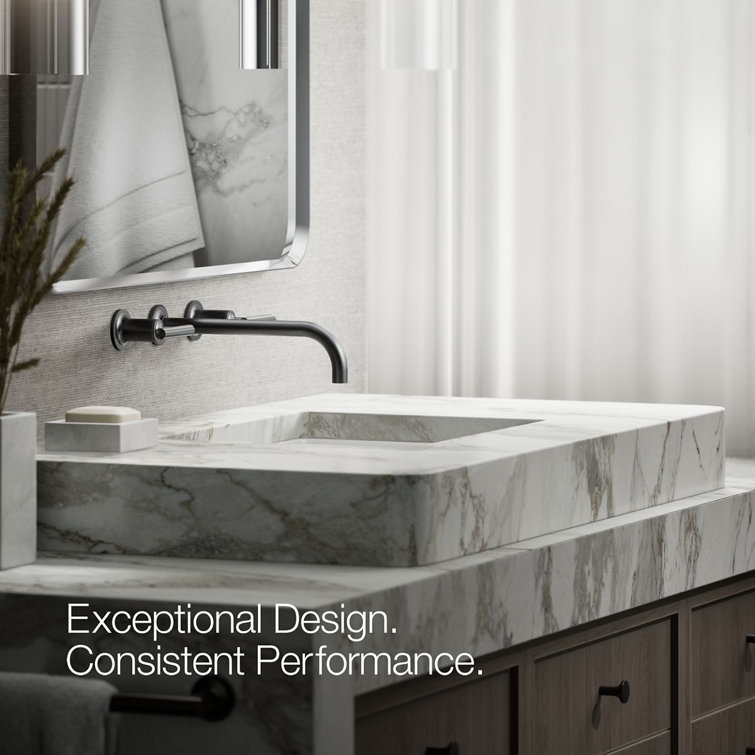 Purist Matte Black Wall-Mount Bathroom Sink Faucet with Lever Handles