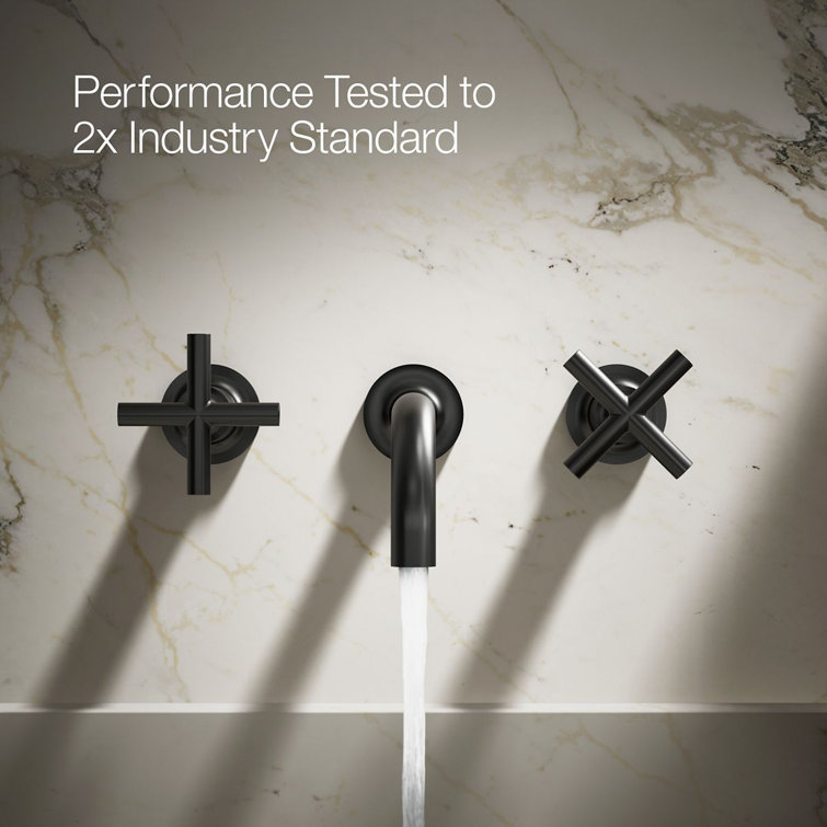 Purist Matte Black Wall-Mount Bathroom Faucet with Cross Handles