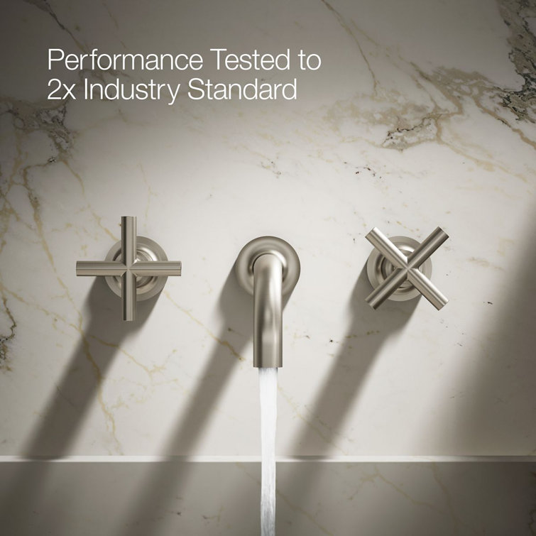 Purist Vibrant Brushed Nickel Double Handle Wall-Mounted Faucet