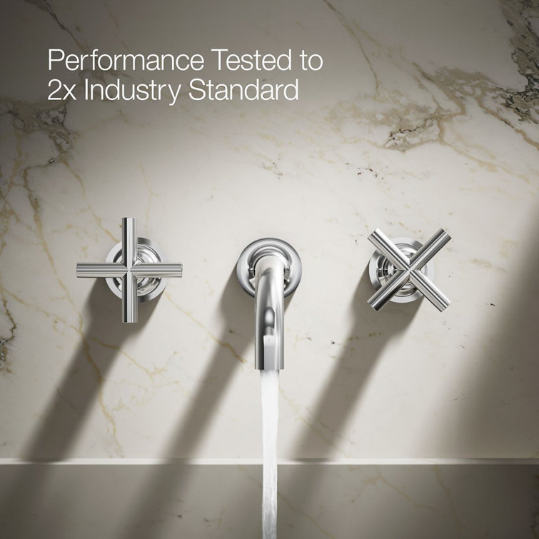 Purist Polished Chrome Double Handle Wall-Mount Bathroom Faucet