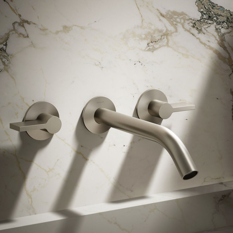 Modern Wall-Mount Bathroom Sink Faucet in Vibrant Brushed Nickel