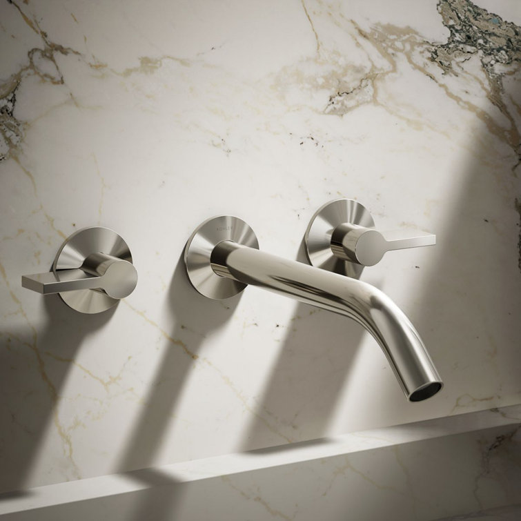 Vibrant Polished Nickel Wall-Mount Bathroom Faucet Spout