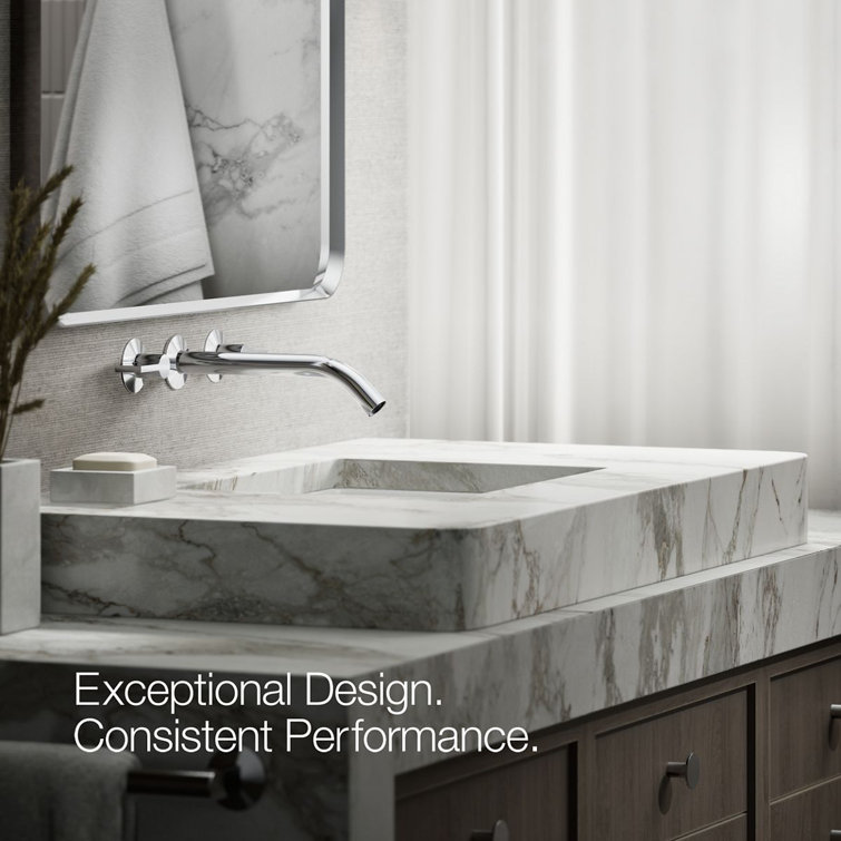 Polished Chrome Wall-Mount Bathroom Sink Faucet with Ceramic Handles
