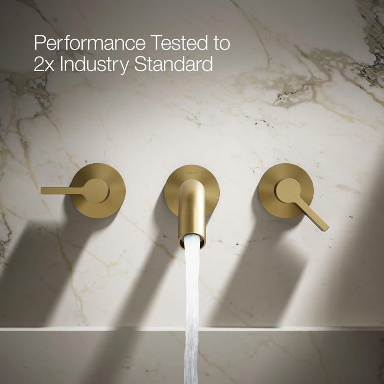 Modern Brushed Brass Dual-Control Wall-Mount Bathroom Faucet
