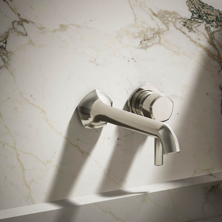 Occasion 1960s Glam Wall-Mount Bathroom Faucet, Vibrant Polished Nickel