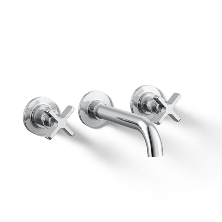 Polished Chrome Wall-Mount Bathroom Sink Faucet