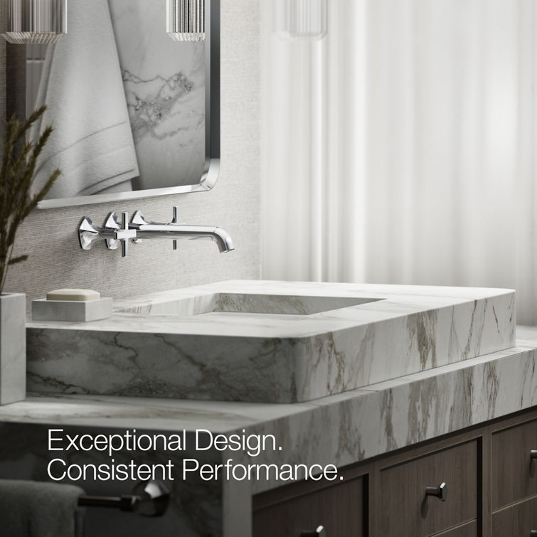 Polished Chrome Wall-Mount Bathroom Sink Faucet Cross Handles
