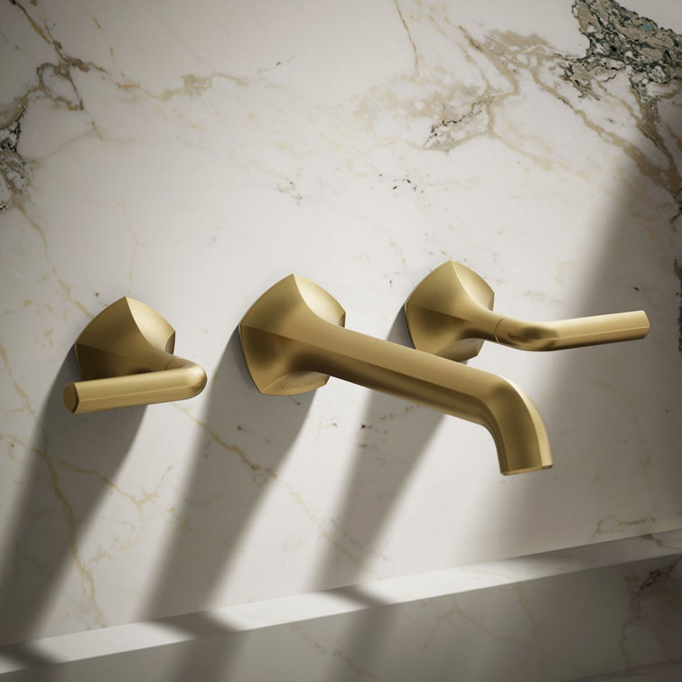 Vibrant Brushed Brass Wall-Mount Bathroom Faucet Handles