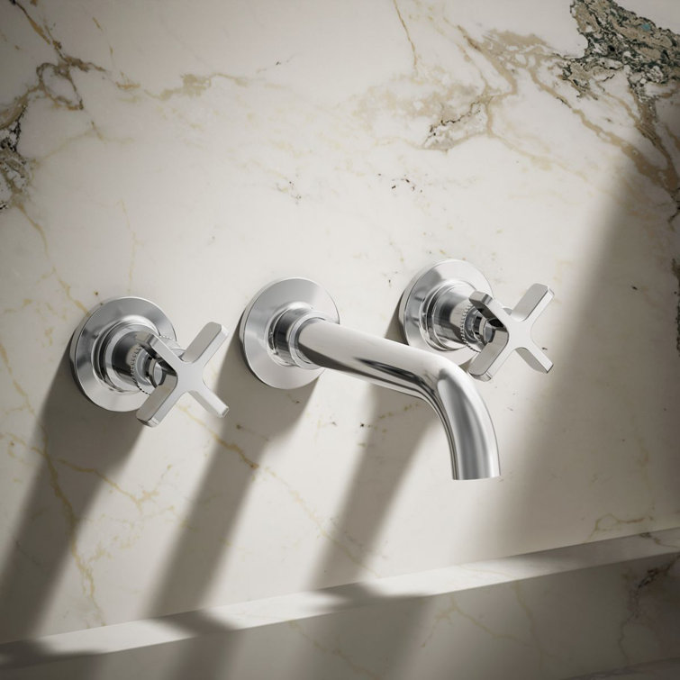 Polished Chrome Wall-Mount Bathroom Sink Faucet