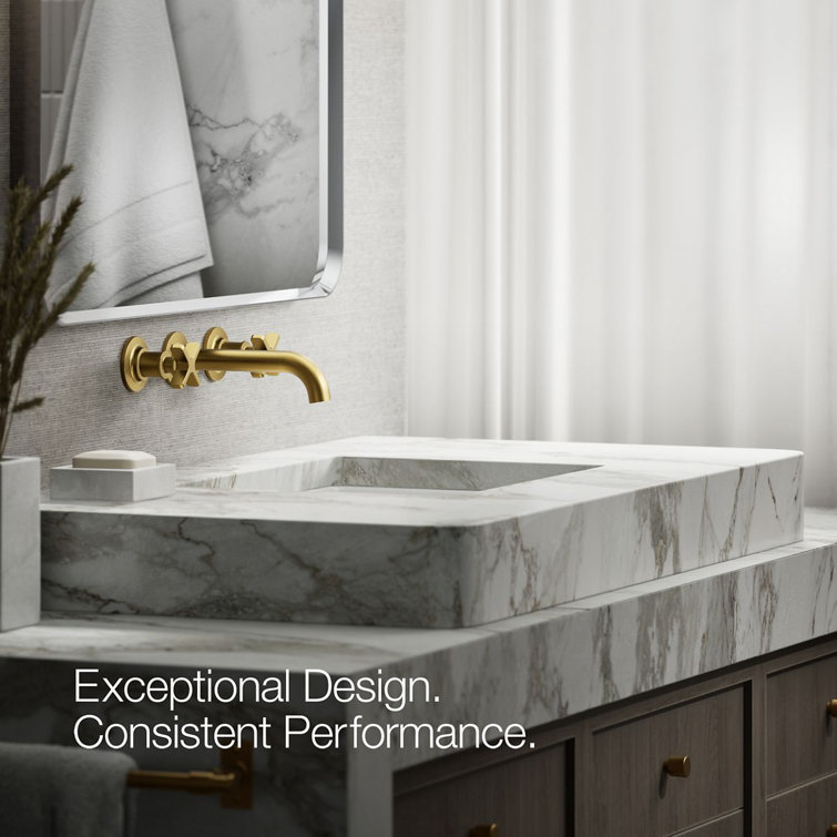 Vibrant Brushed Brass Wall-Mount Bathroom Faucet Set