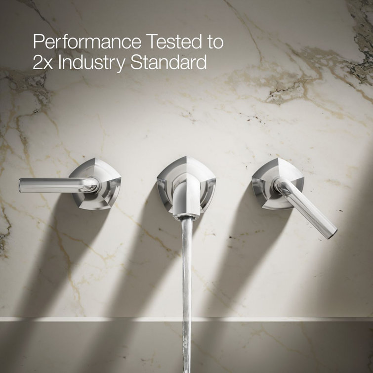 Polished Chrome Double Handle Wall-Mount Bathroom Sink Faucet Lever