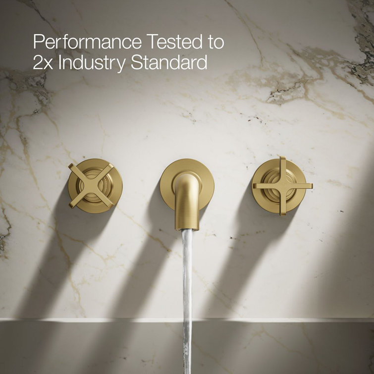 Vibrant Brushed Brass Wall-Mount Bathroom Faucet Set