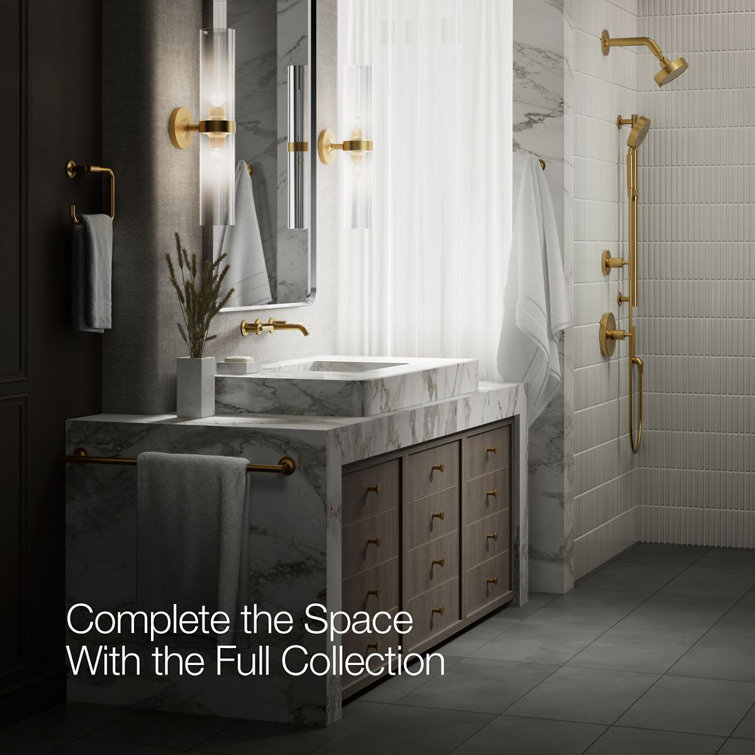 Purist Brushed Brass Wall-Mounted Bathroom Faucet