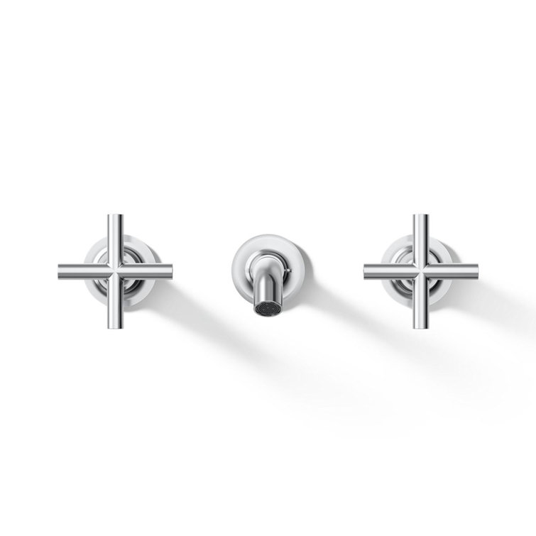 Polished Chrome Wall-Mounted Double Handle Faucet