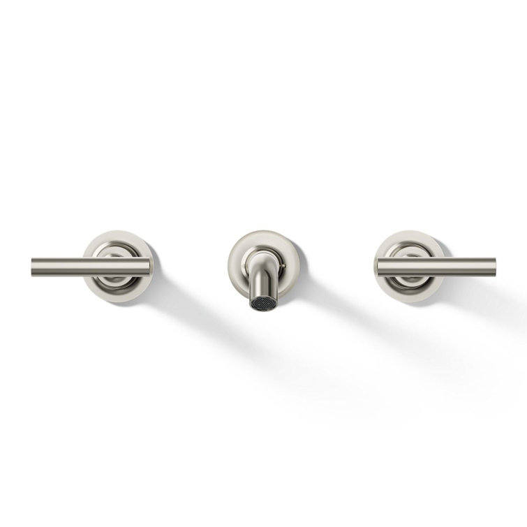 Purist Vibrant Polished Nickel Double Handle Wall-Mount Bathroom Faucet