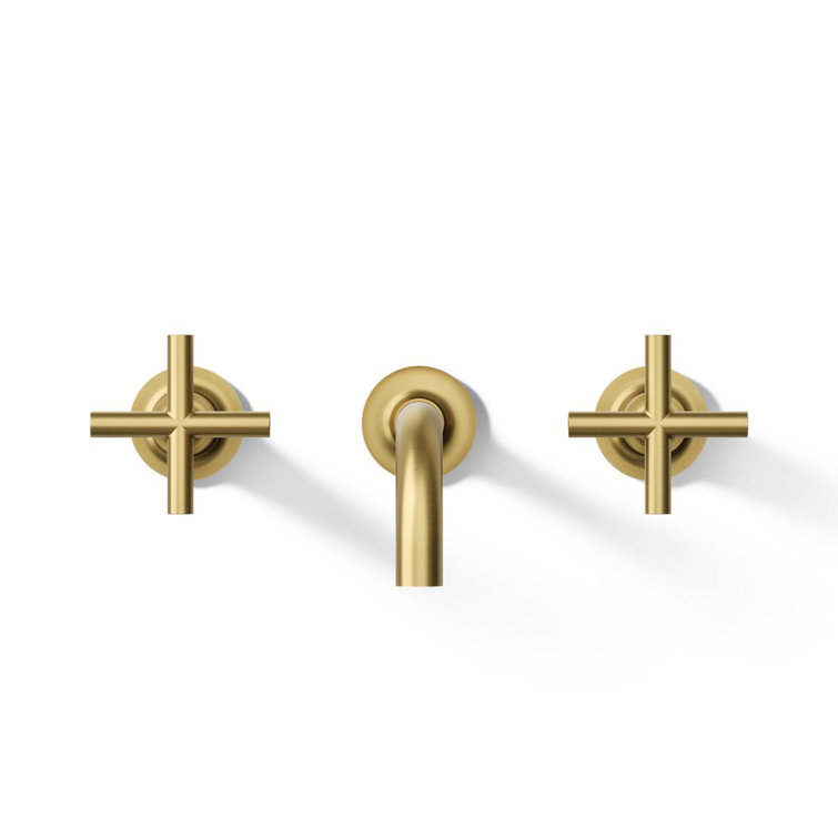 Purist Brushed Brass Wall-Mounted Bathroom Faucet